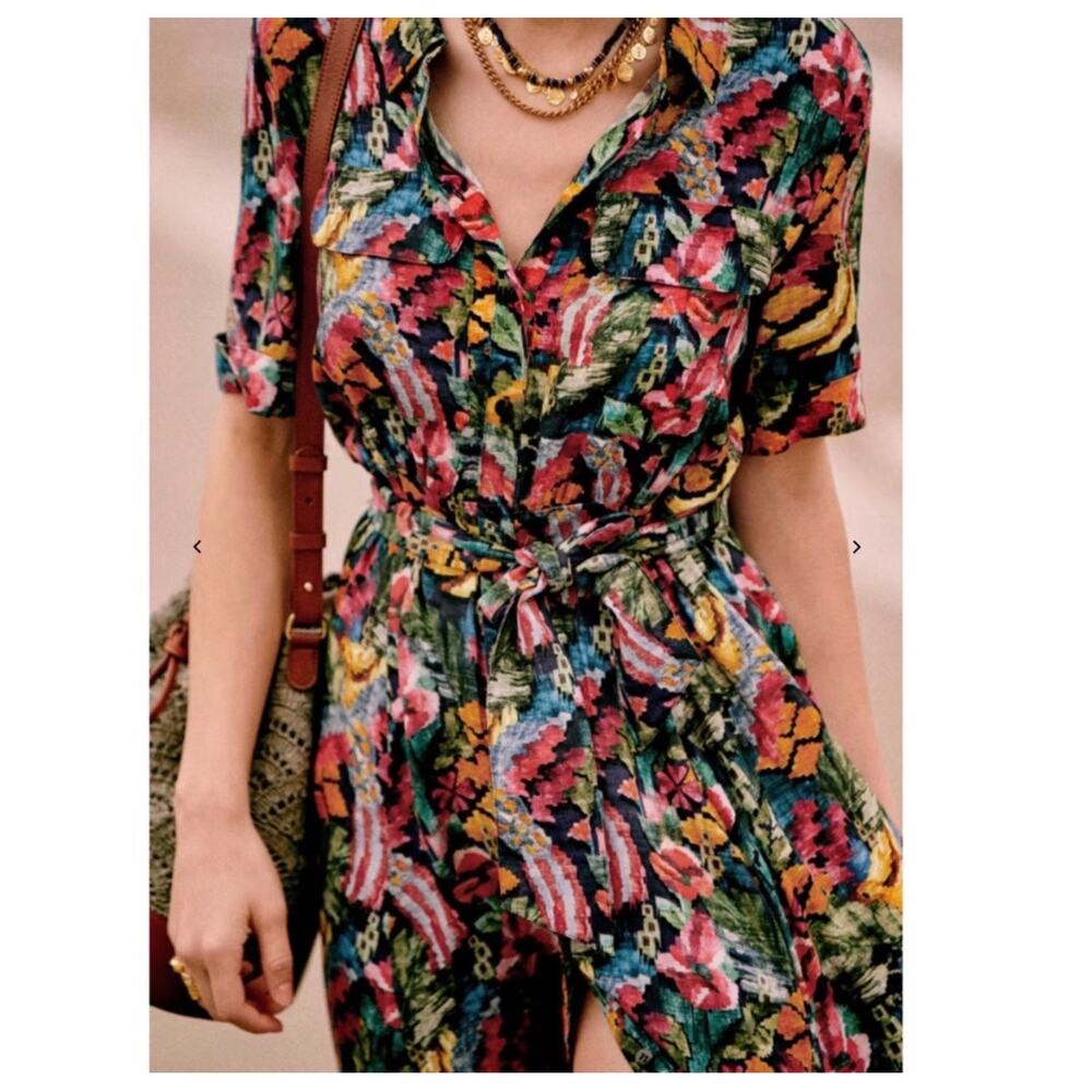 Sezane Laurette Dress Floral Multicolor Print Parisian Feminine Size 38 Medium - Picture 2 of 16